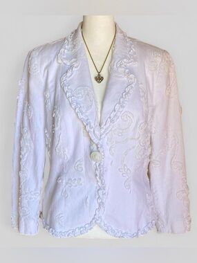 I.N.S.I.G.H.T White Rosette Ribbon Blazer Jacket Size 10